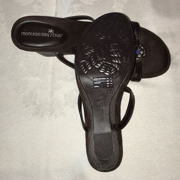 Montego Bay Club wedge sandals brown carbochon 8.5 FIRM on PRICE - Picture 6 of 6